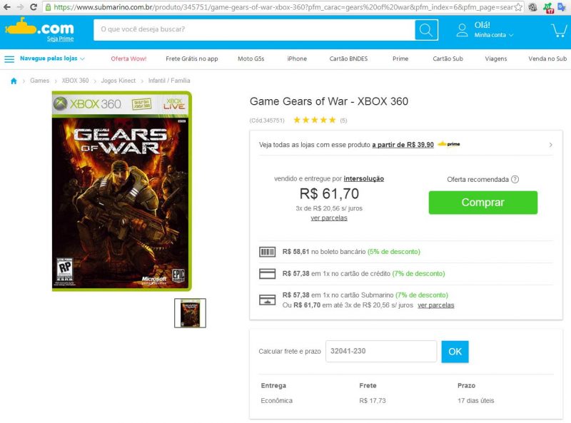 Gears of War 3 - Jogo xbox 360 Midia Fisica em Promoção na Americanas